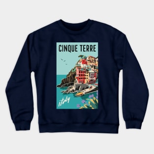 A Vintage Travel Art of Cinque Terre - Italy Crewneck Sweatshirt